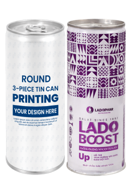 Lon Thiếc In Đựng Nước Thực Phẩm Chức Năng 240ml (Φ50/ 52 x 133)